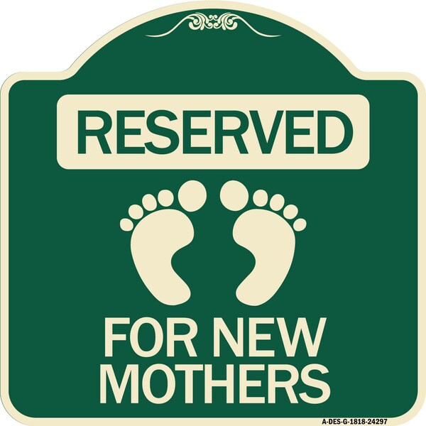 Blue Reserved Parking for New Mothers Heavy-Gauge Aluminum Sign, 18" x 18", G-1818-24297